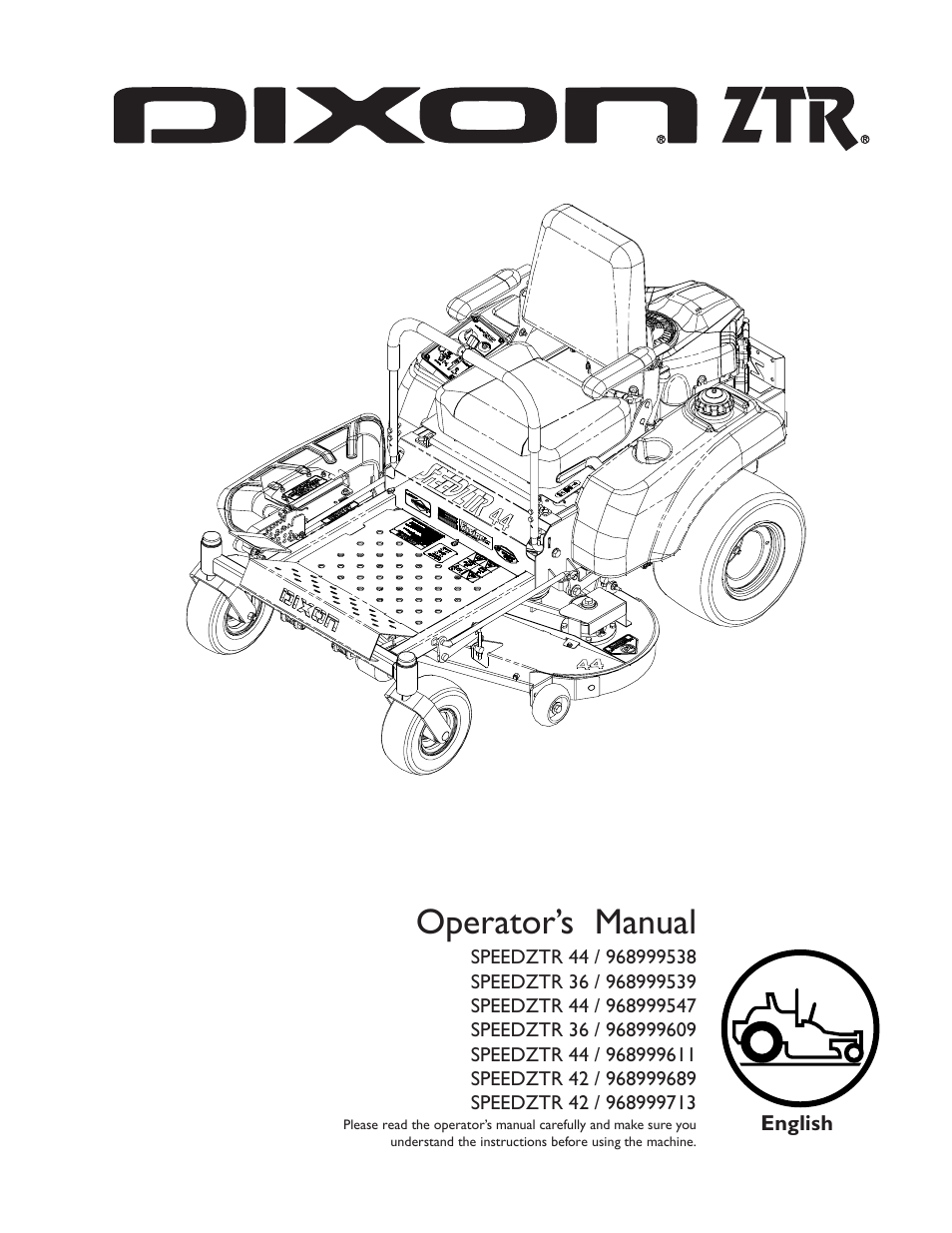 Dixon 44 / 968999611 User Manual | 80 pages