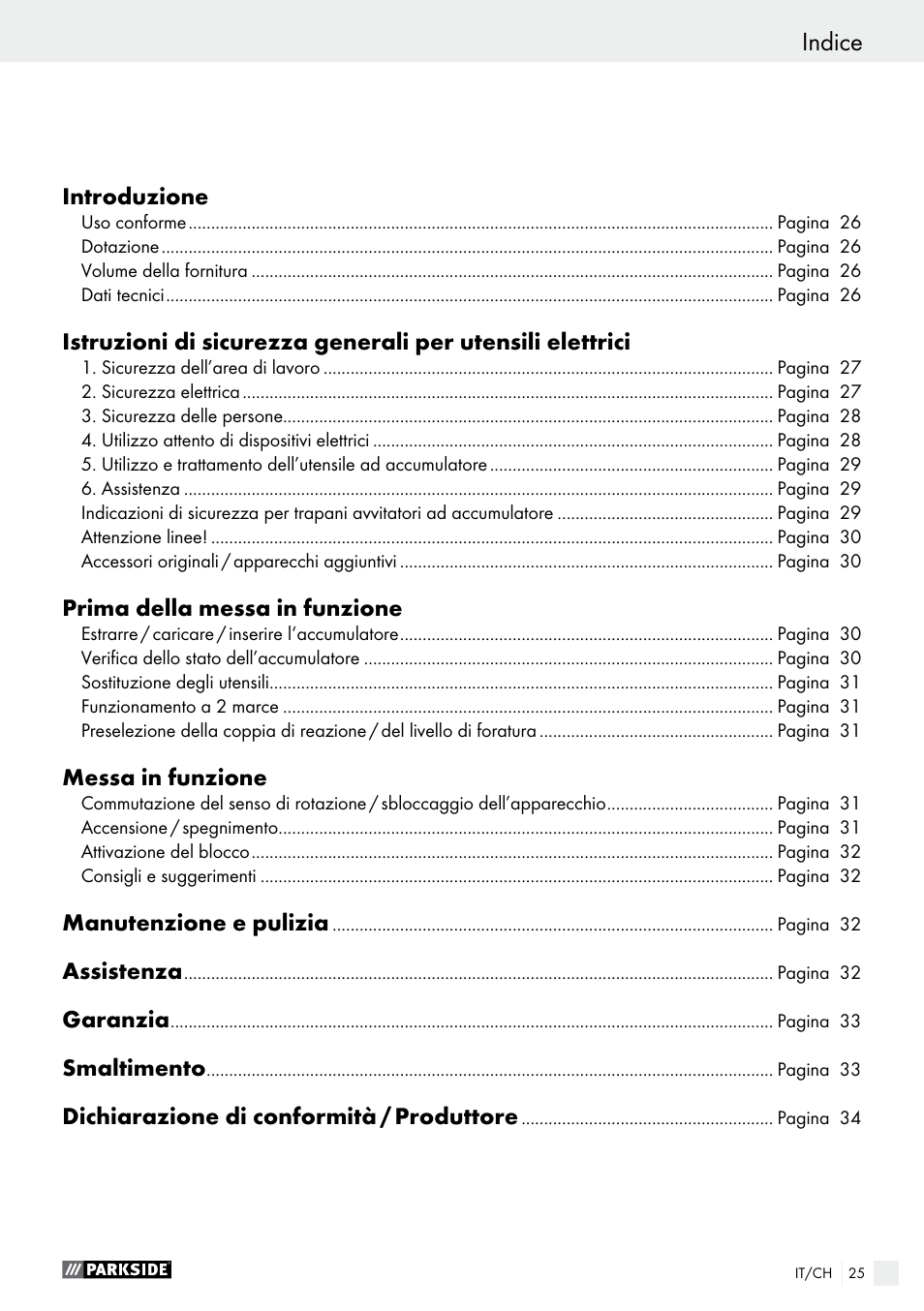 Déclaration de conformité / constructeur, Indice | Parkside PABS 10.8 C2 User Manual | Page 25 / 44