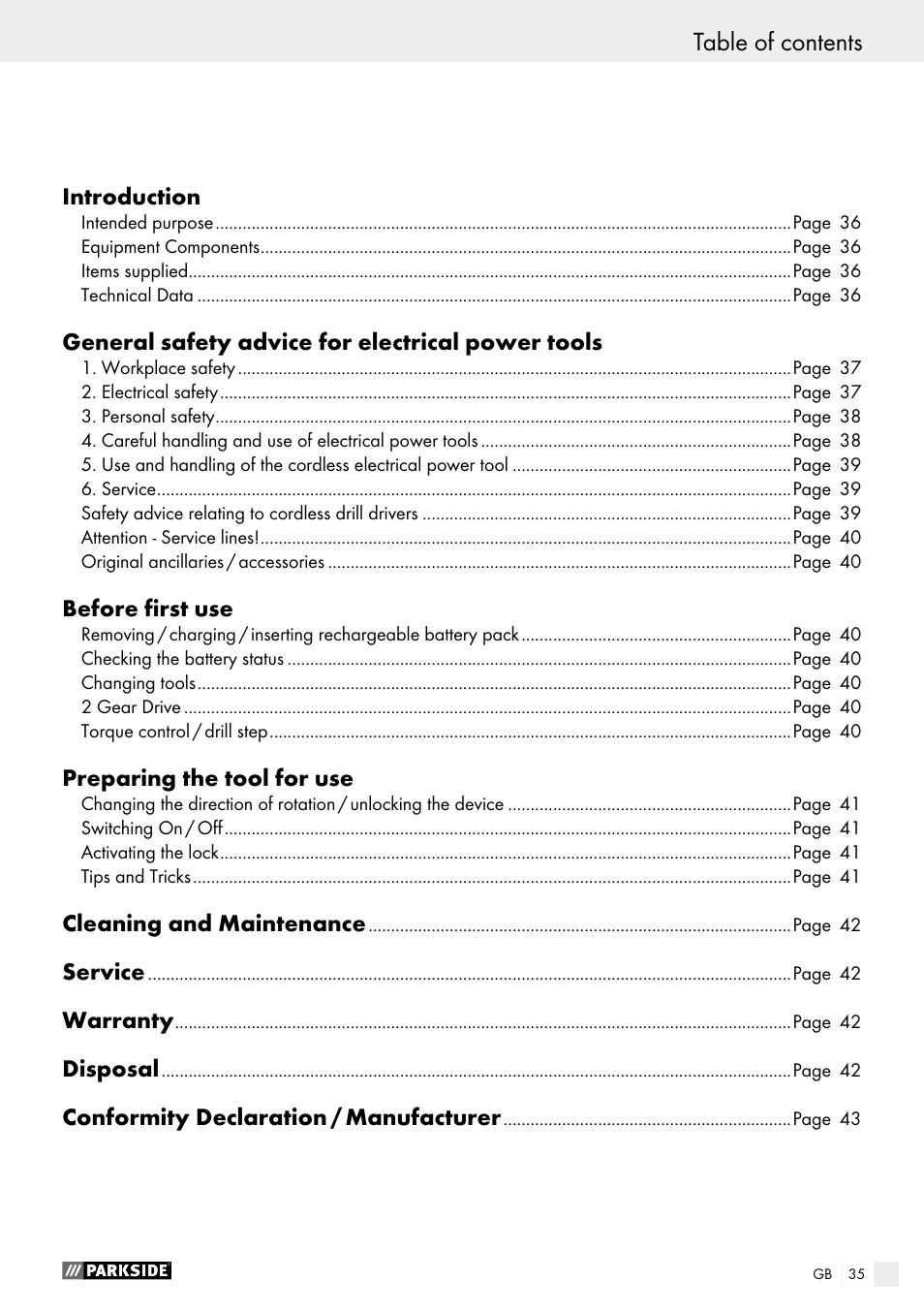 Parkside PABS 10.8 C2 User Manual | Page 35 / 44