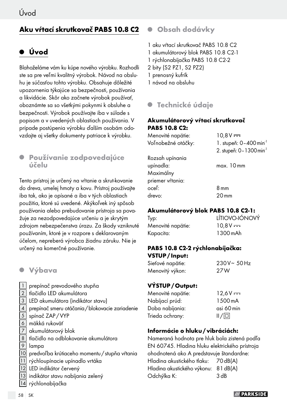 Parkside PABS 10.8 C2 User Manual | Page 58 / 77