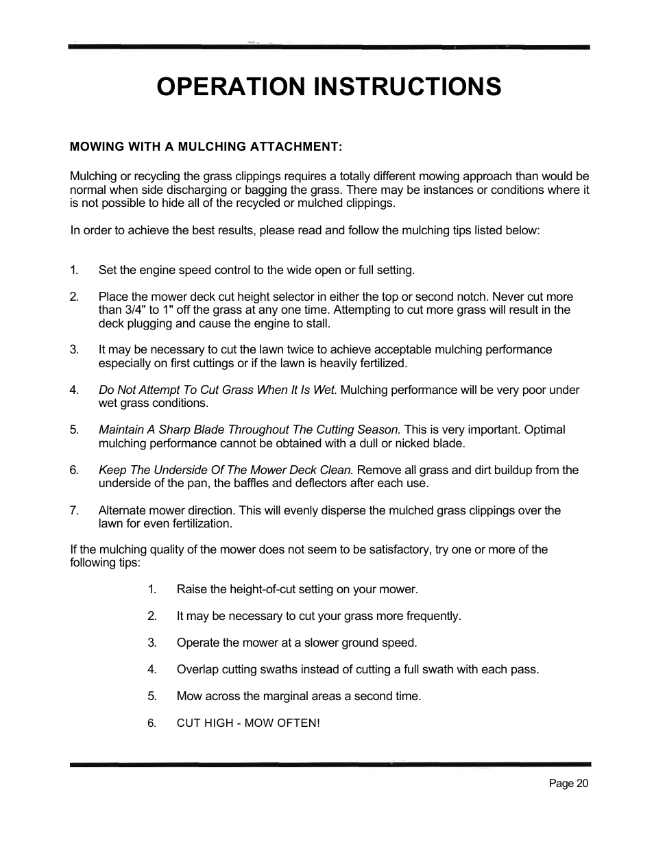 Operation instructions | Dixon ZTR 5423 User Manual | Page 23 / 70