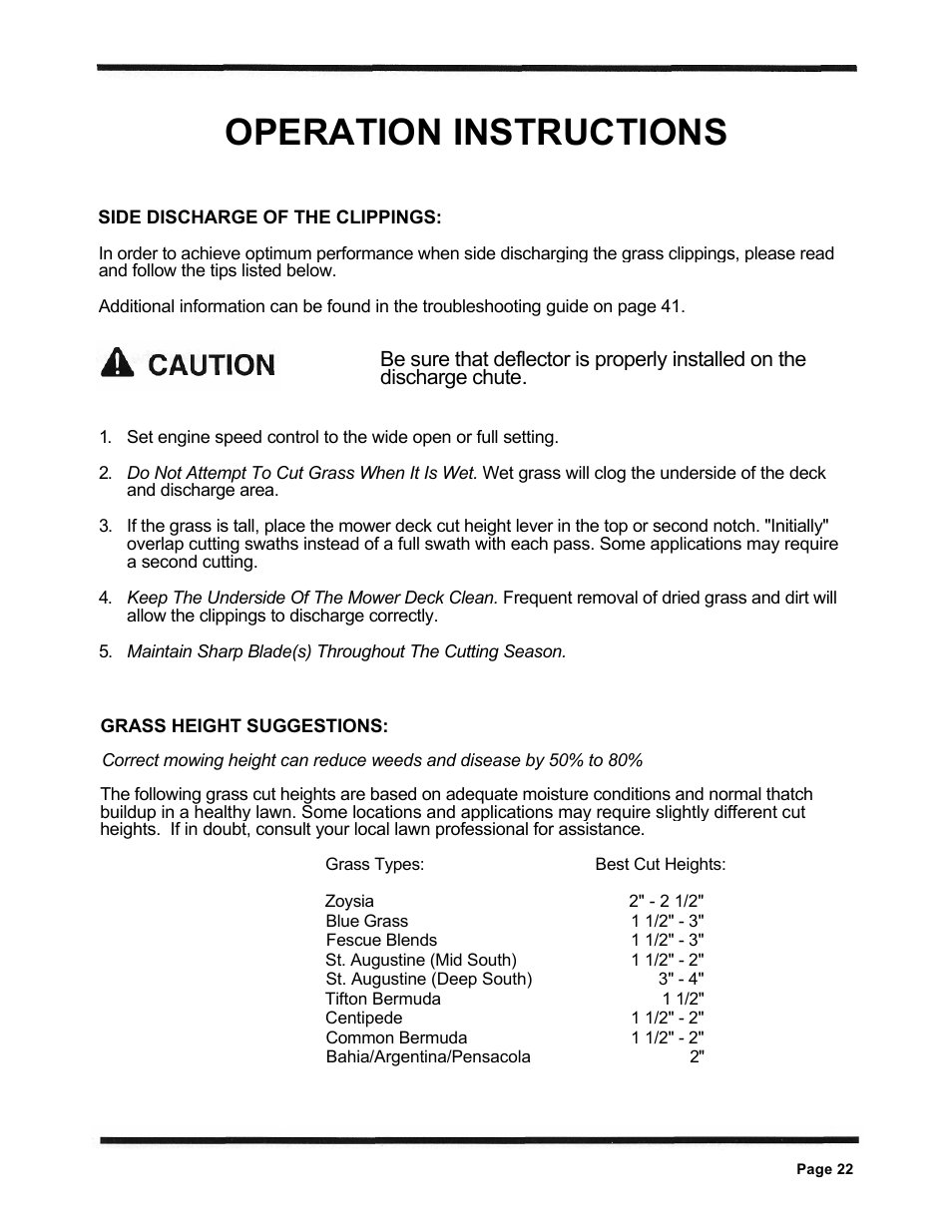 Operation instructions | Dixon ZTR 5423 User Manual | Page 25 / 70