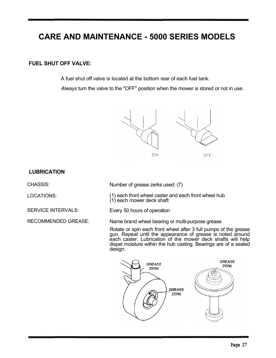 Care and maintenance - 5000 series models | Dixon ZTR 5423 User Manual | Page 30 / 70