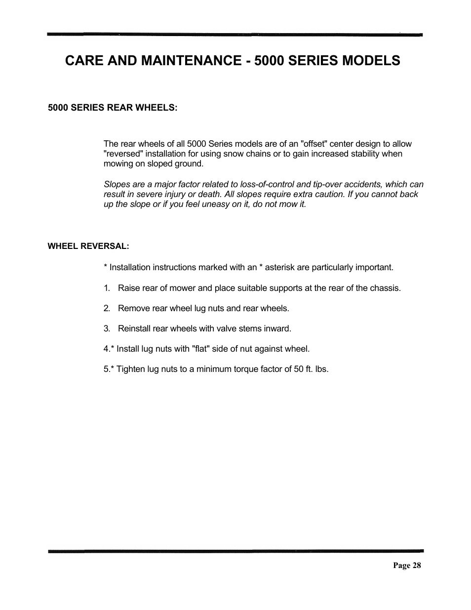 Care and maintenance - 5000 series models | Dixon ZTR 5423 User Manual | Page 31 / 70