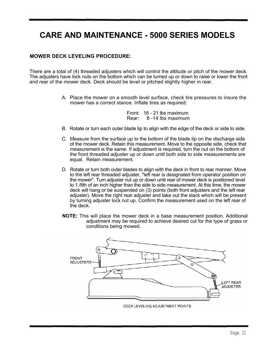 Care and maintenance - 5000 series models | Dixon ZTR 5423 User Manual | Page 34 / 70