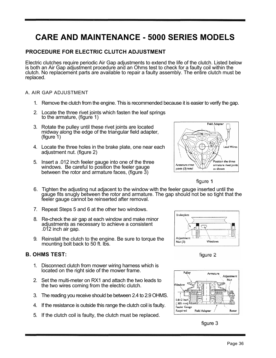 Care and maintenance - 5000 series models | Dixon ZTR 5423 User Manual | Page 39 / 70