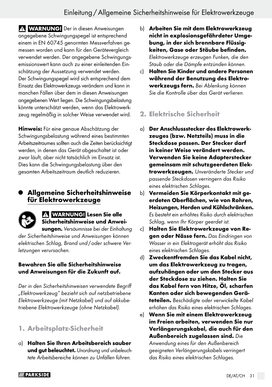 Einleitung | Parkside PAS 3.6 B1 User Manual | Page 31 / 37