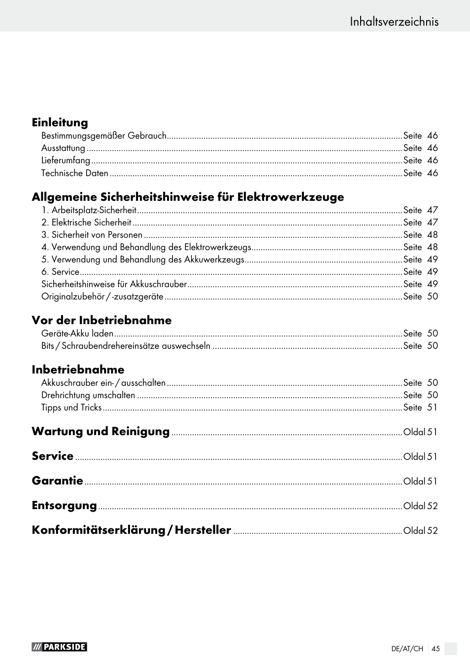 Parkside PAS 3.6 B1 User Manual | Page 45 / 53