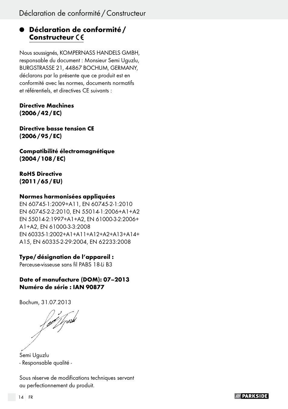 Parkside PABS 18-Li B3 User Manual | Page 14 / 34
