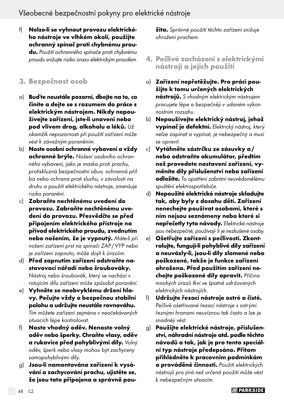 Bezpečnost osob | Parkside PABS 18-Li B3 User Manual | Page 48 / 75