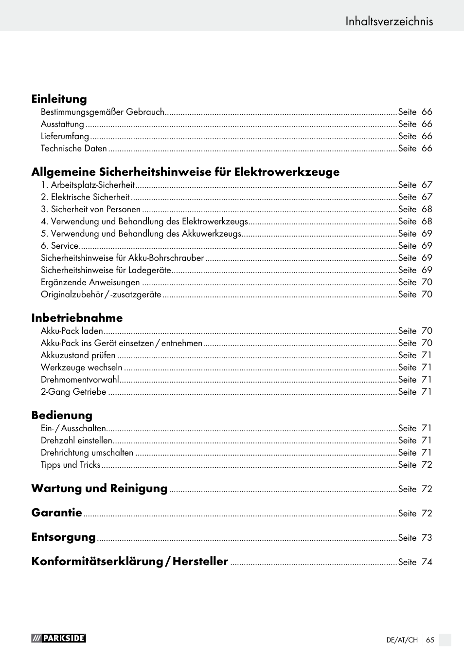 Parkside PABS 18-Li B3 User Manual | Page 65 / 75