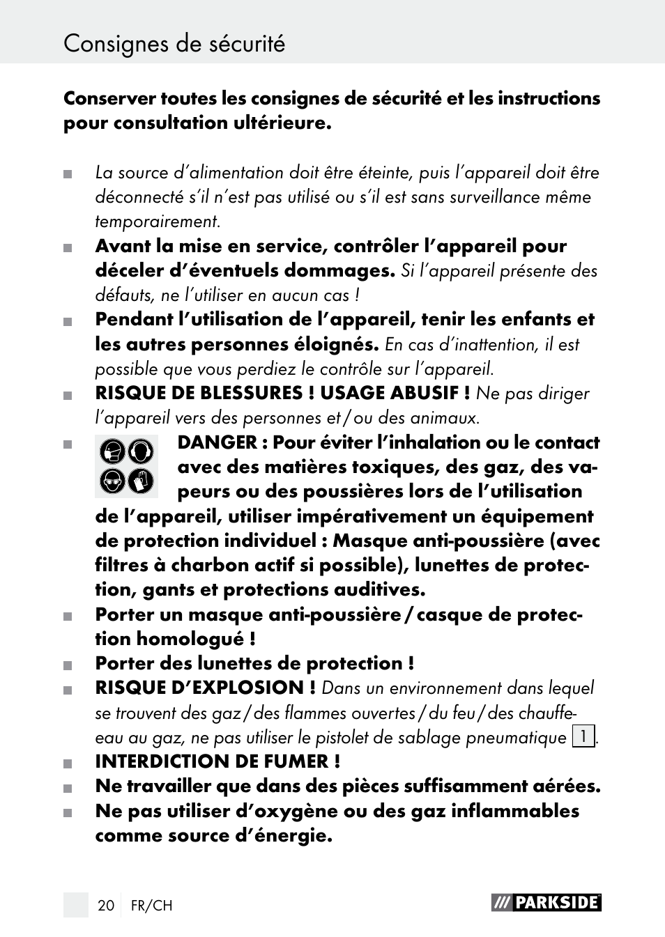 Parkside PDSP 1000 A1 User Manual | Page 20 / 61