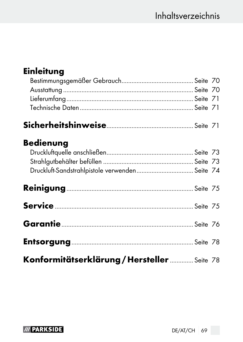 Parkside PDSP 1000 A1 User Manual | Page 69 / 80