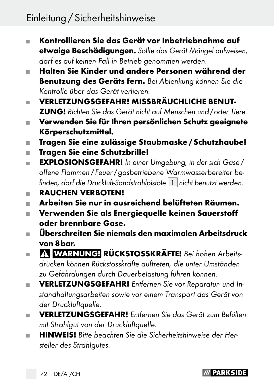 Parkside PDSP 1000 A1 User Manual | Page 72 / 80