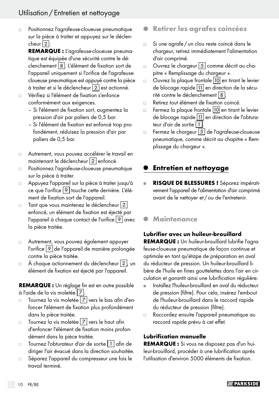 Retirer les agrafes coincées, Entretien et nettoyage, Maintenance | Parkside PDT 40 C2 User Manual | Page 10 / 36