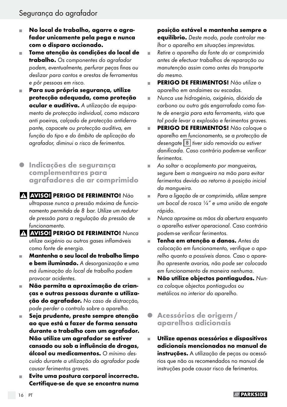 Acessórios de origem / aparelhos adicionais | Parkside PDT 40 C2 User Manual | Page 16 / 37