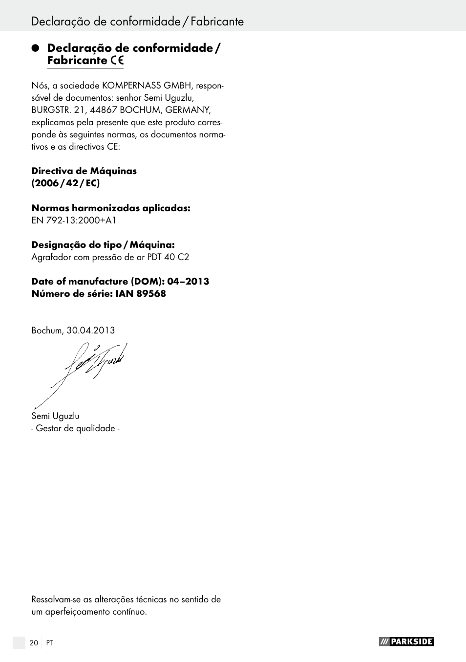 Parkside PDT 40 C2 User Manual | Page 20 / 37