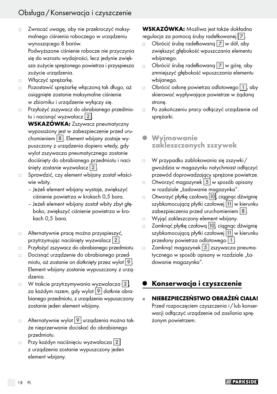 Wyjmowanie zakleszczonych zszywek, Konserwacja i czyszczenie | Parkside PDT 40 C2 User Manual | Page 18 / 61