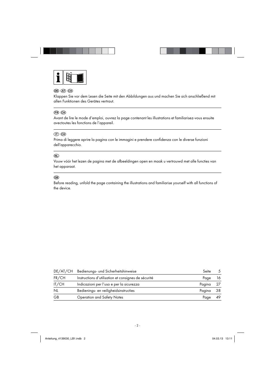 F a c | Parkside PDMH 4500 A2 User Manual | Page 2 / 66