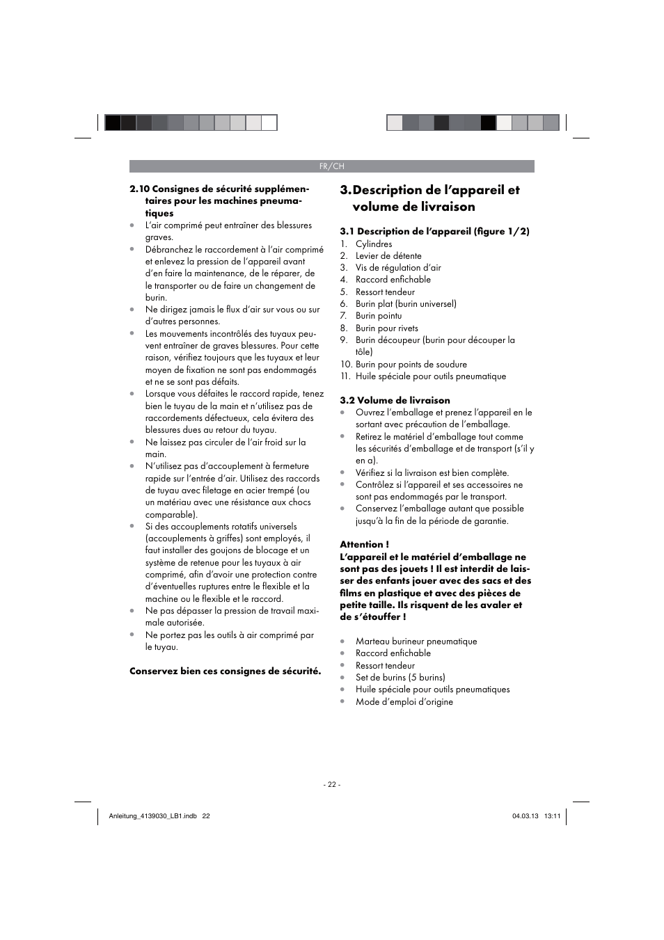 Description de l’appareil et volume de livraison | Parkside PDMH 4500 A2 User Manual | Page 22 / 66