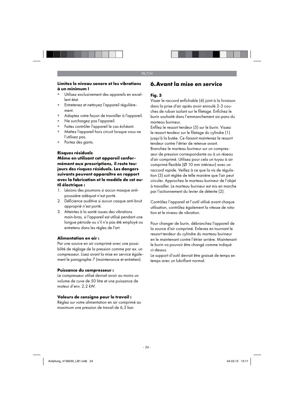 Avant la mise en service | Parkside PDMH 4500 A2 User Manual | Page 24 / 66