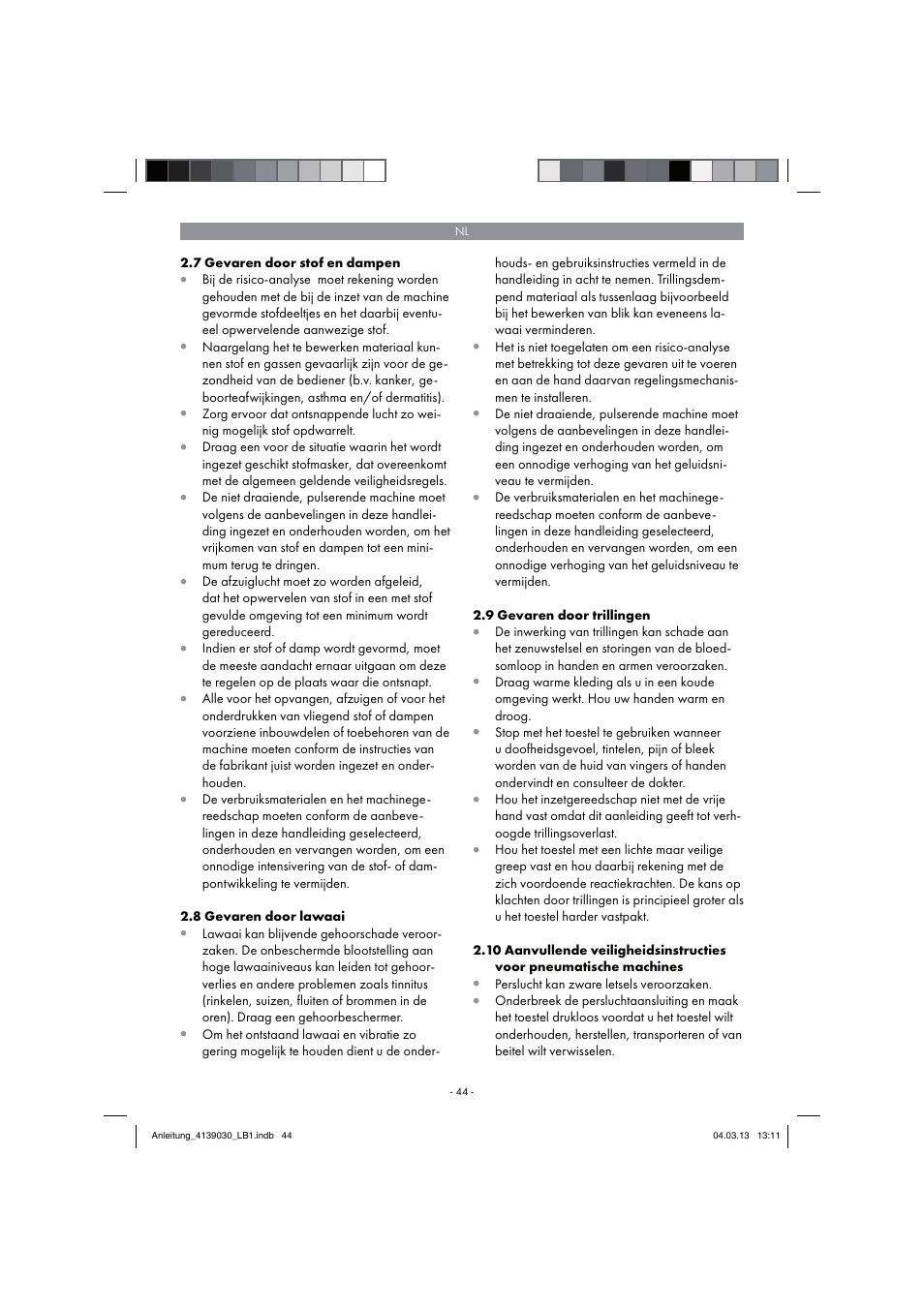 Parkside PDMH 4500 A2 User Manual | Page 44 / 66