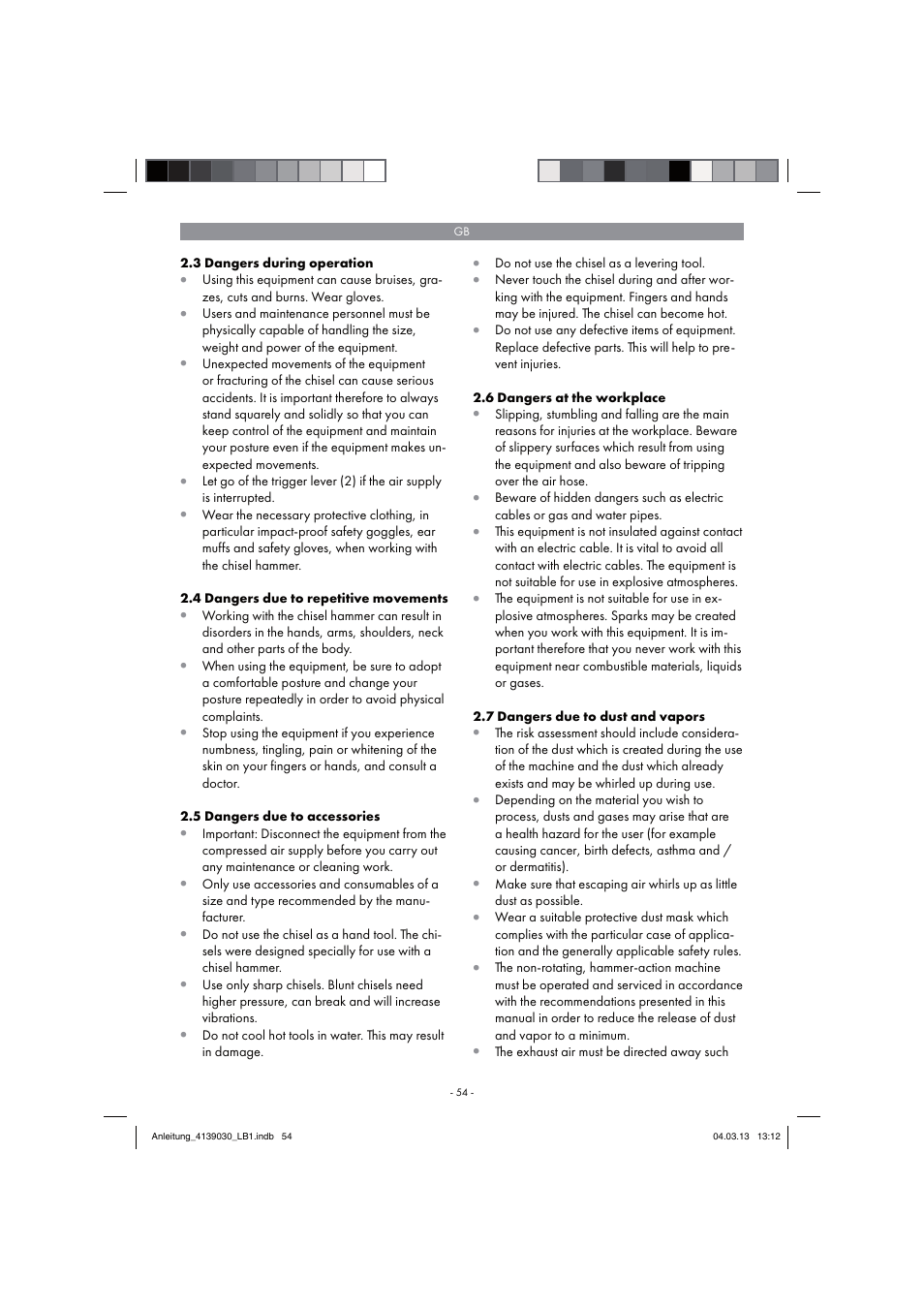 Parkside PDMH 4500 A2 User Manual | Page 54 / 66