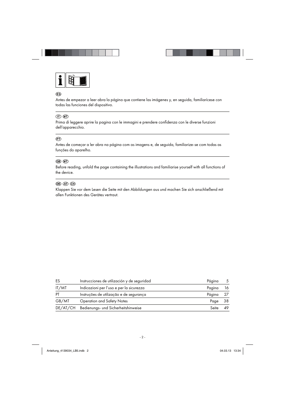 F a c | Parkside PDMH 4500 A2 User Manual | Page 2 / 66
