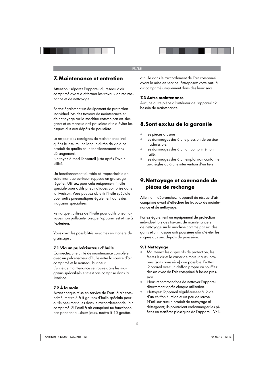 Maintenance et entretien, Sont exclus de la garantie, Nettoyage et commande de pièces de rechange | Parkside PDMH 4500 A2 User Manual | Page 13 / 54