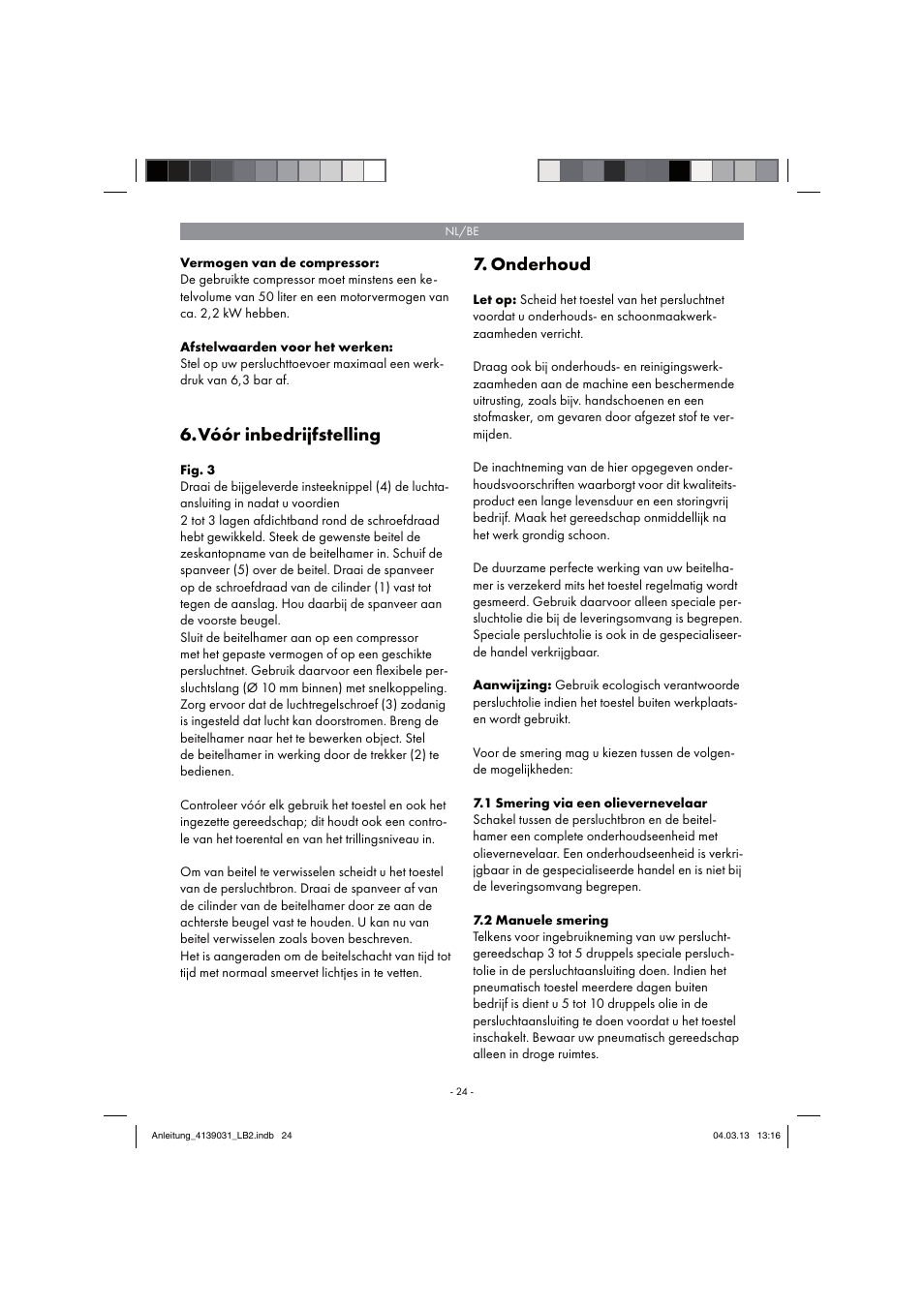 Vóór inbedrijfstelling, Onderhoud | Parkside PDMH 4500 A2 User Manual | Page 24 / 54