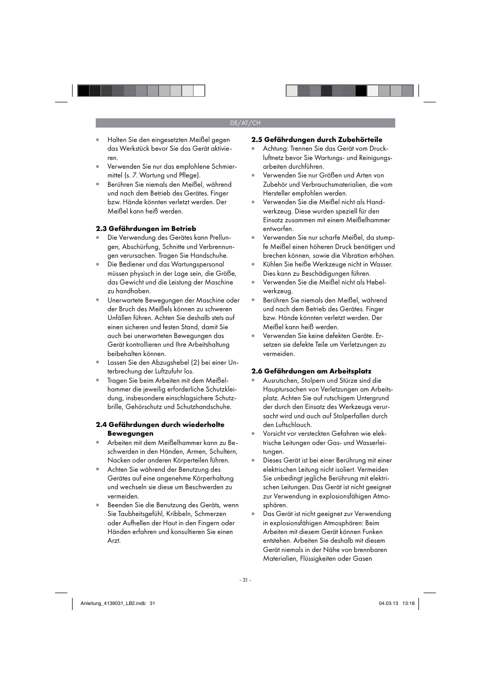 Parkside PDMH 4500 A2 User Manual | Page 31 / 54