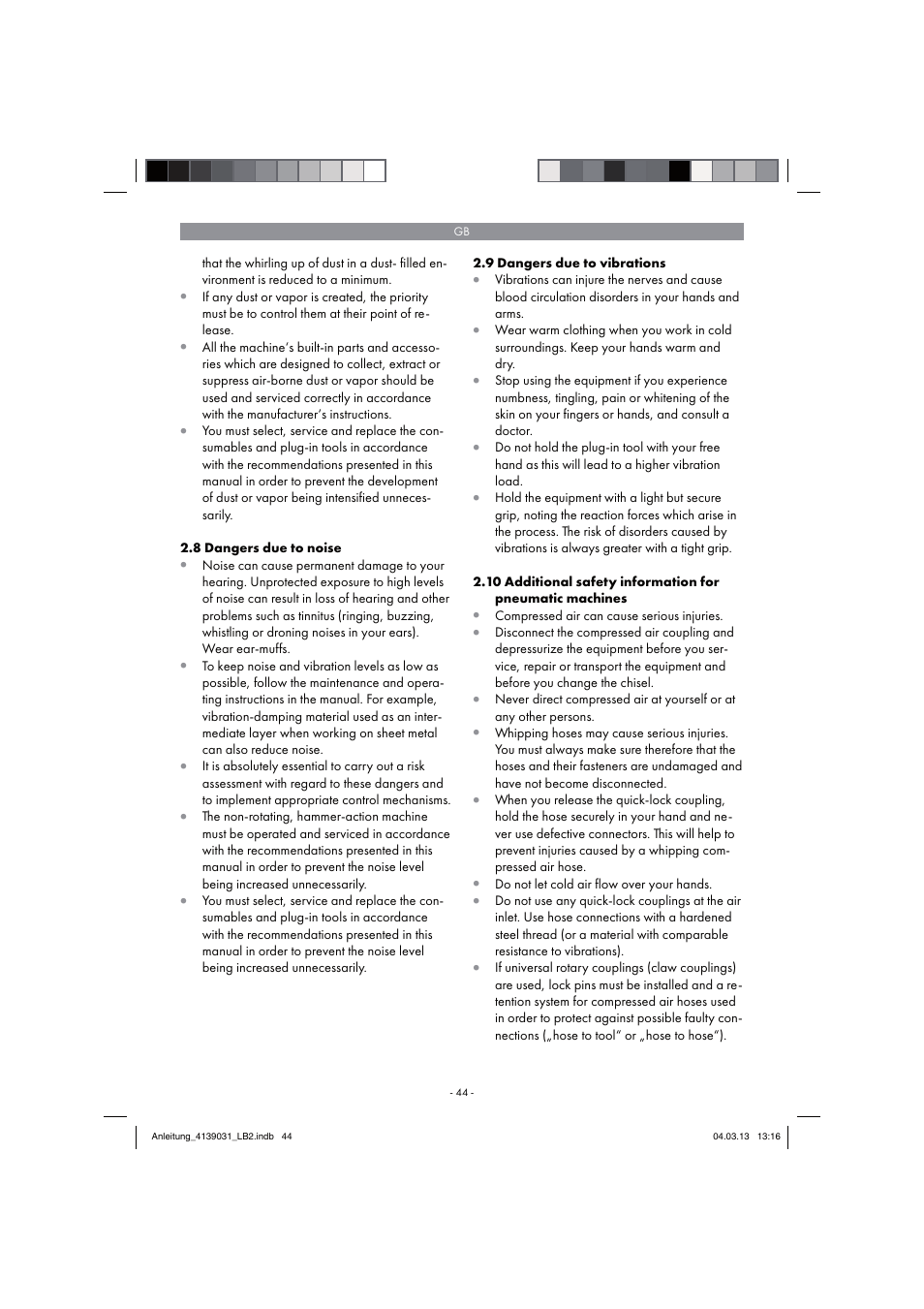 Parkside PDMH 4500 A2 User Manual | Page 44 / 54
