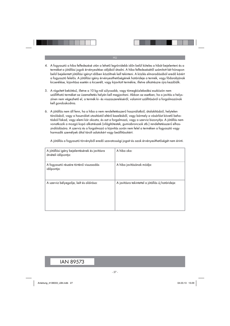 Parkside PDMH 4500 A2 User Manual | Page 27 / 90