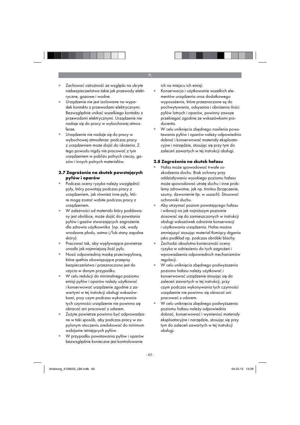 Parkside PDMH 4500 A2 User Manual | Page 65 / 90