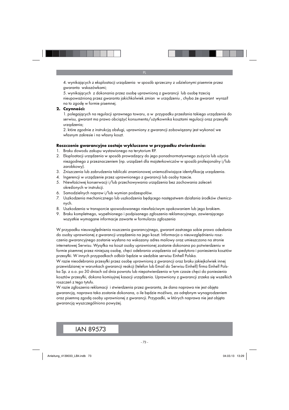 Parkside PDMH 4500 A2 User Manual | Page 73 / 90