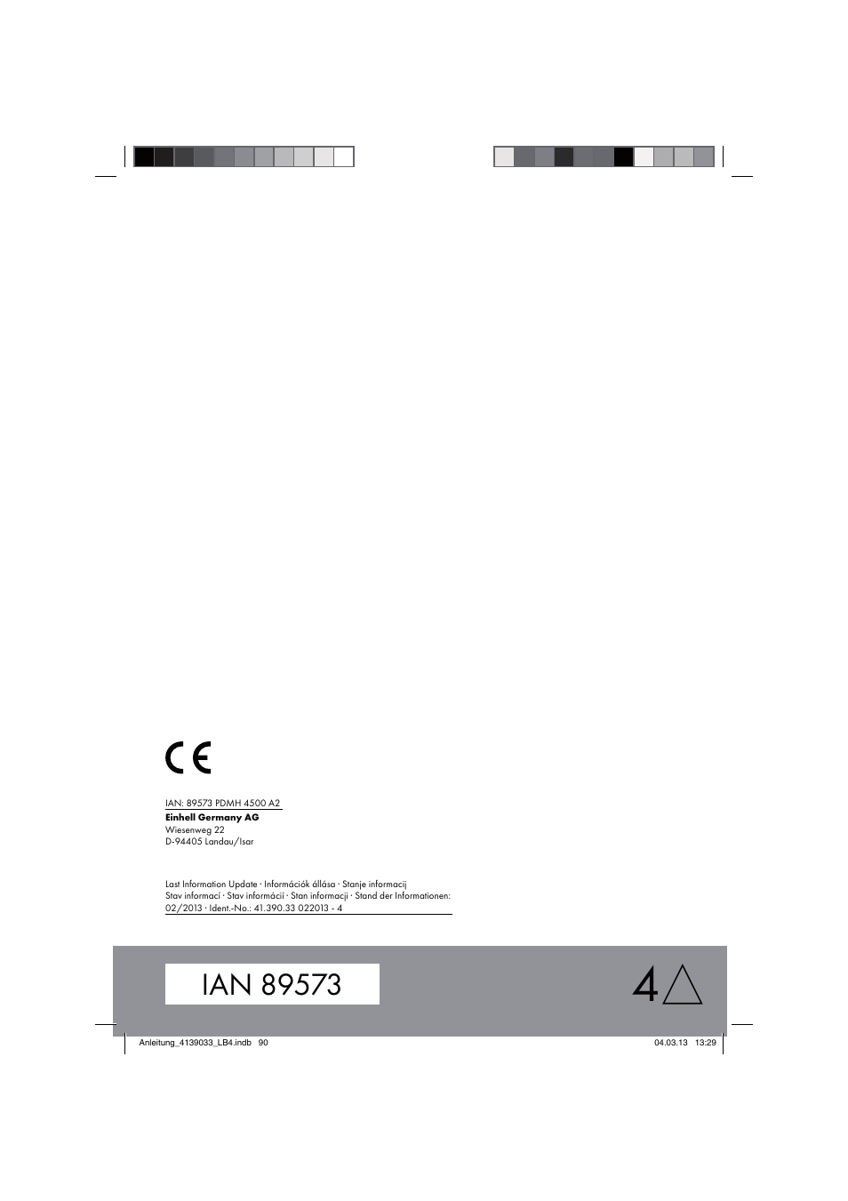 Parkside PDMH 4500 A2 User Manual | Page 90 / 90
