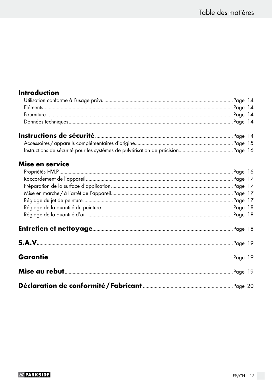 Parkside PDFP 500 A1 User Manual | Page 13 / 44