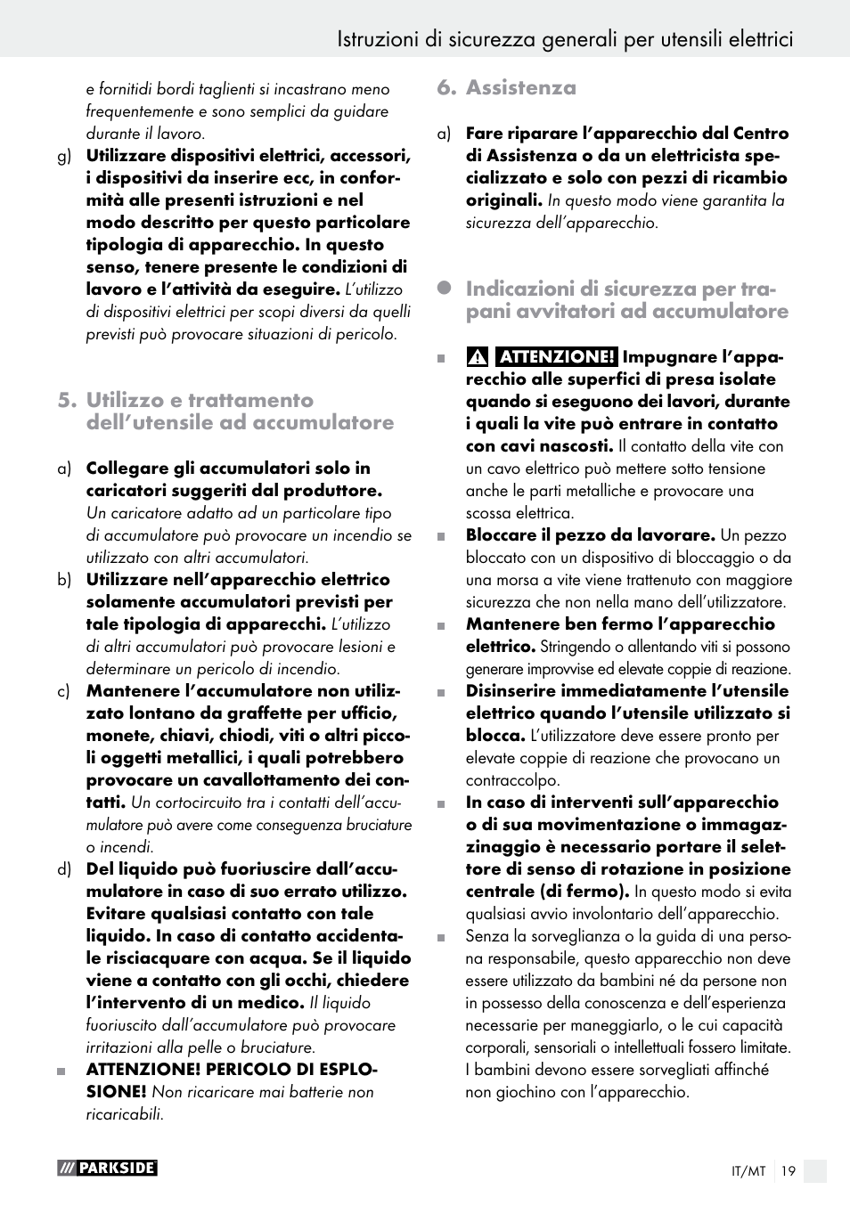 Assistenza | Parkside PAS 7.2 A1 User Manual | Page 19 / 50