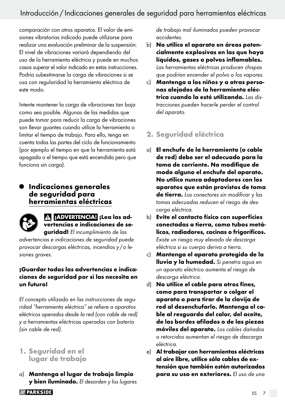 Parkside PAS 7.2 A1 User Manual | Page 7 / 50