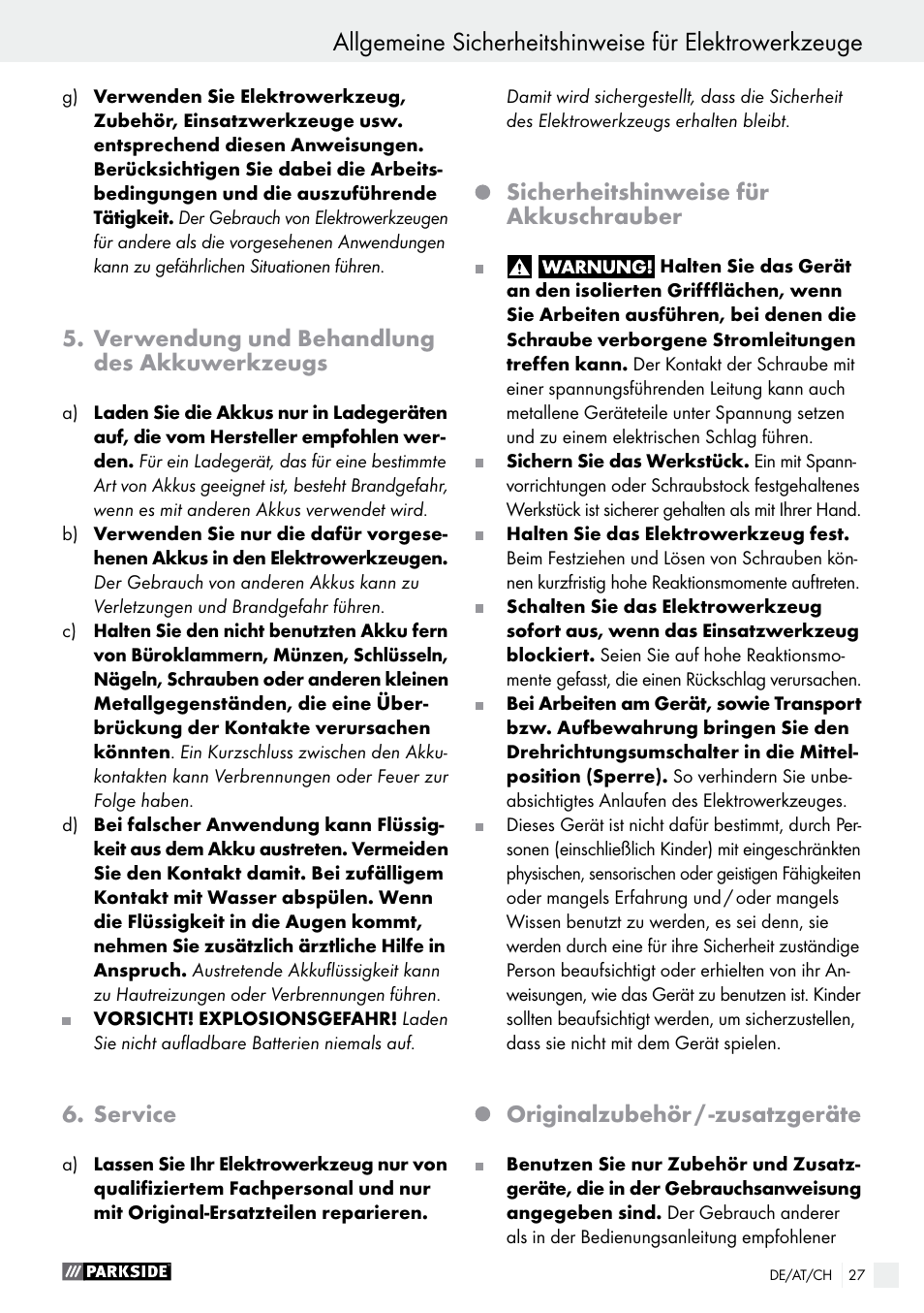 Parkside PAS 7.2 A1 User Manual | Page 27 / 41