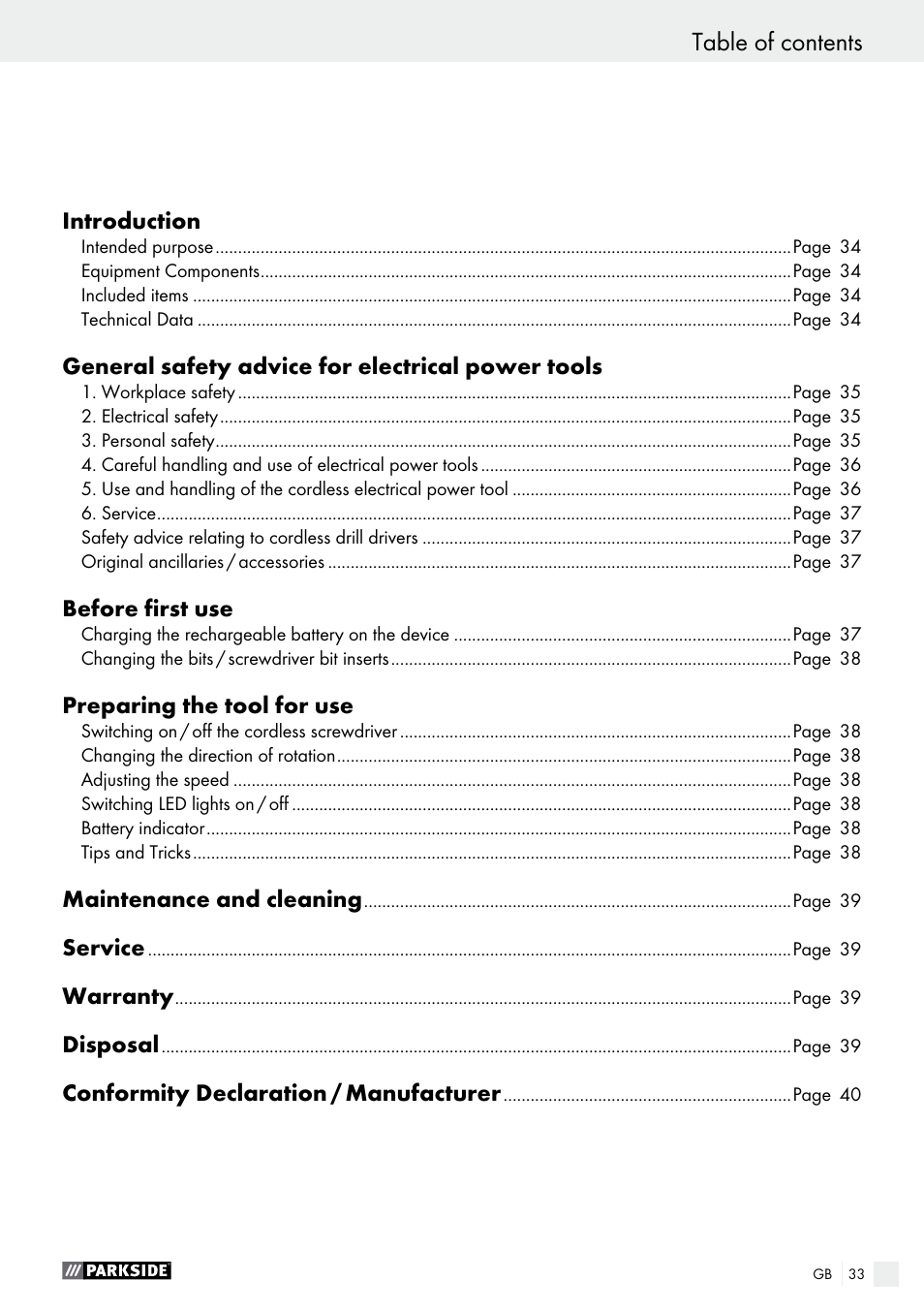 Parkside PAS 7.2 A1 User Manual | Page 33 / 41