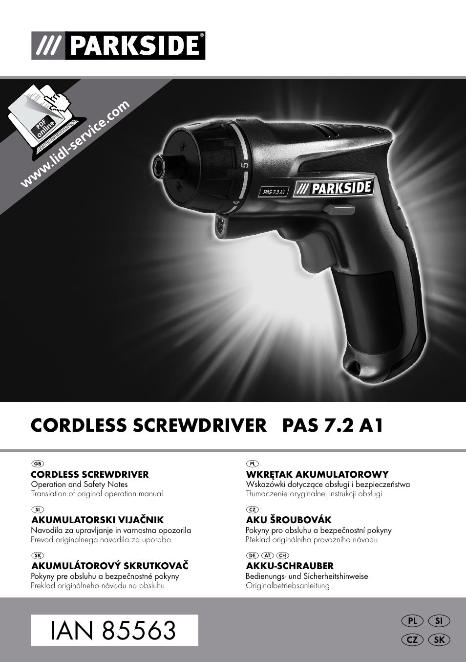 Parkside PAS 7.2 A1 User Manual | 58 pages