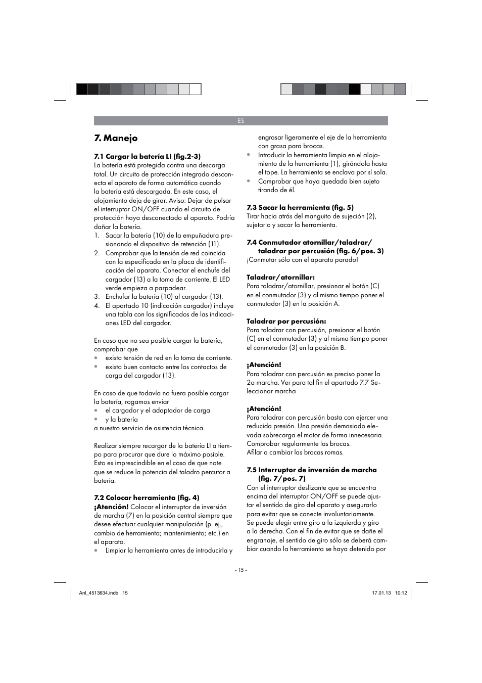 Manejo | Parkside PABH 18 LI A1 User Manual | Page 15 / 90