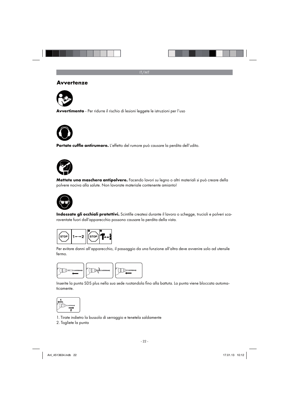 Avvertenze | Parkside PABH 18 LI A1 User Manual | Page 22 / 90