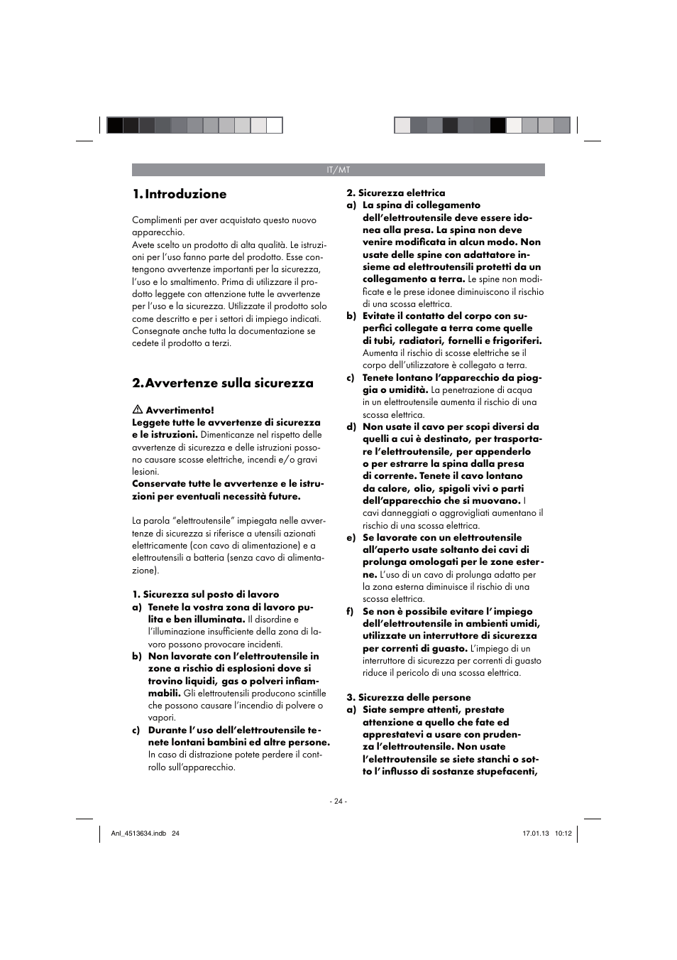 Introduzione, Avvertenze sulla sicurezza | Parkside PABH 18 LI A1 User Manual | Page 24 / 90