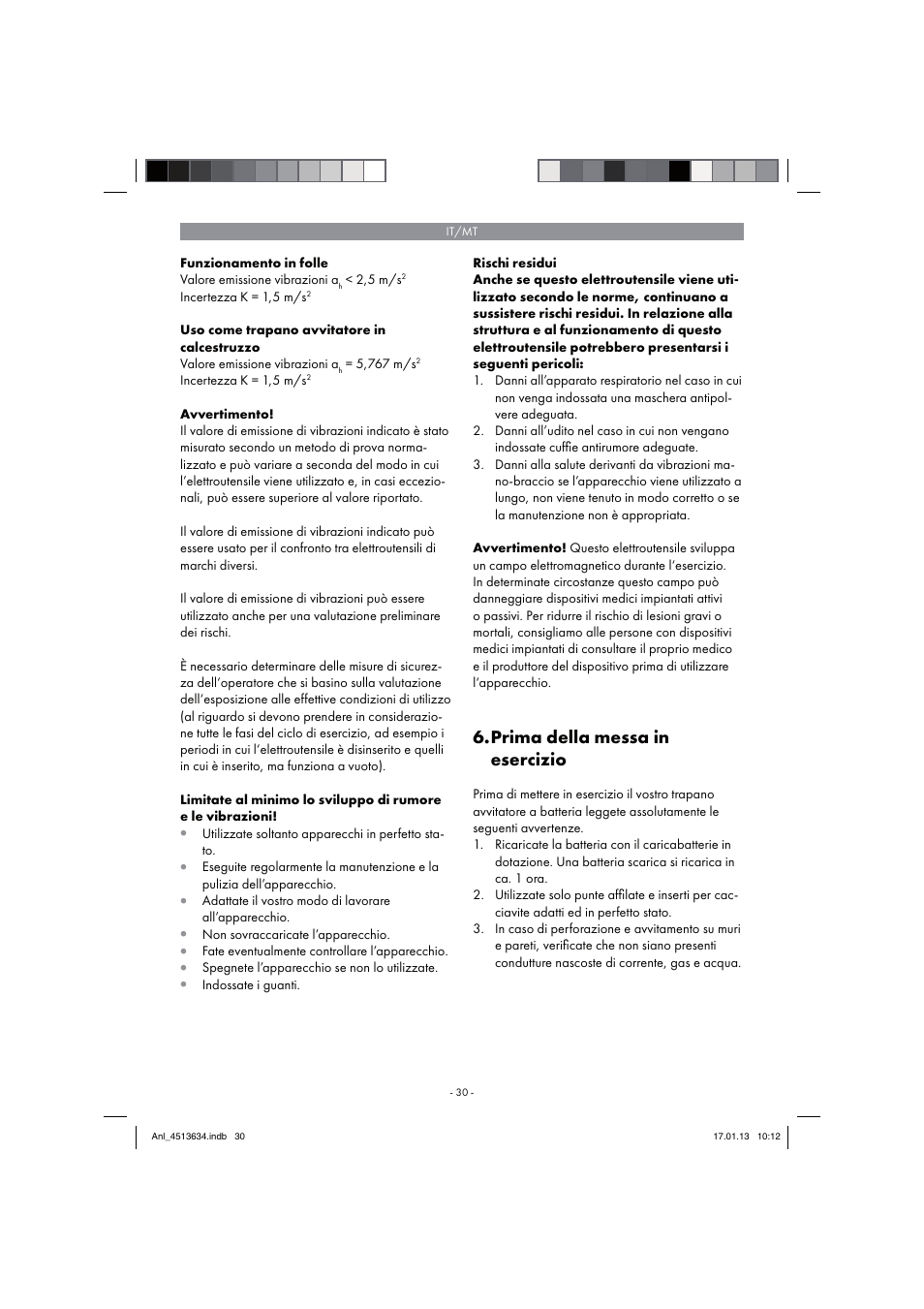 Prima della messa in esercizio | Parkside PABH 18 LI A1 User Manual | Page 30 / 90