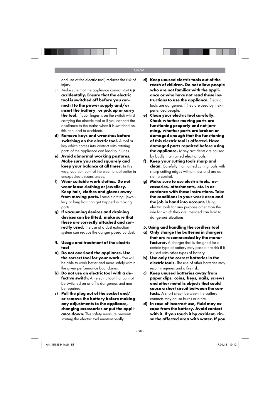 Parkside PABH 18 LI A1 User Manual | Page 58 / 90