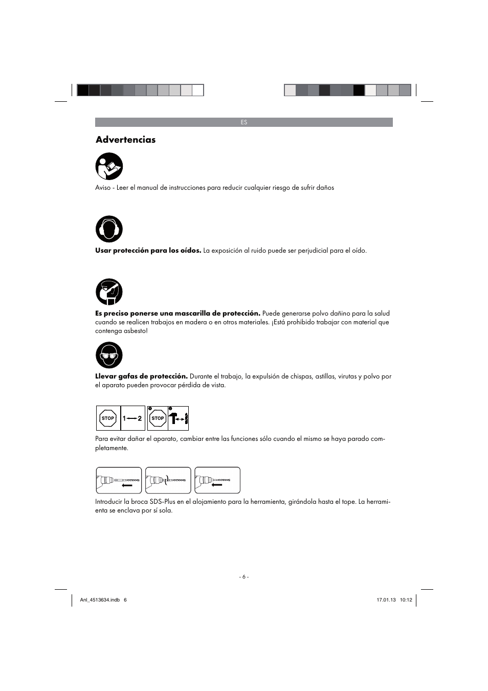 Advertencias | Parkside PABH 18 LI A1 User Manual | Page 6 / 90