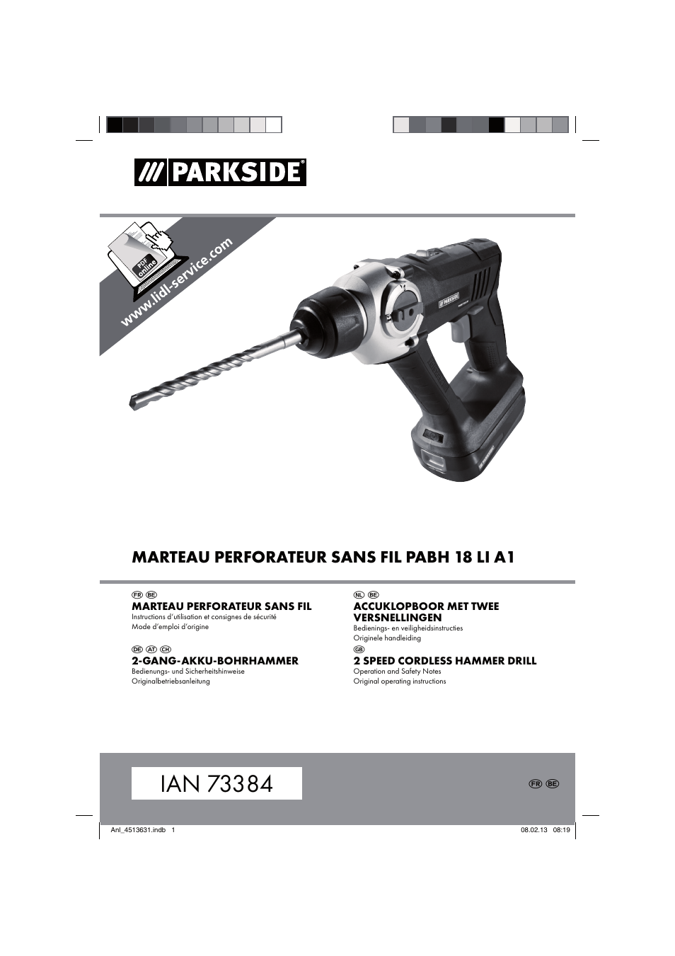 Parkside PABH 18 LI A1 User Manual | 74 pages