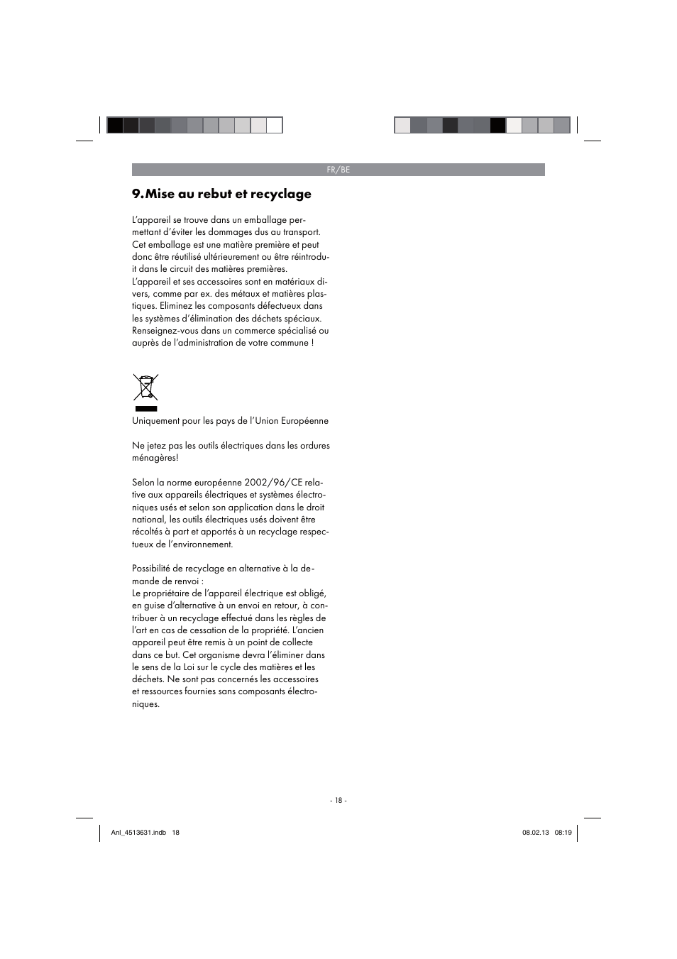 Mise au rebut et recyclage | Parkside PABH 18 LI A1 User Manual | Page 18 / 74